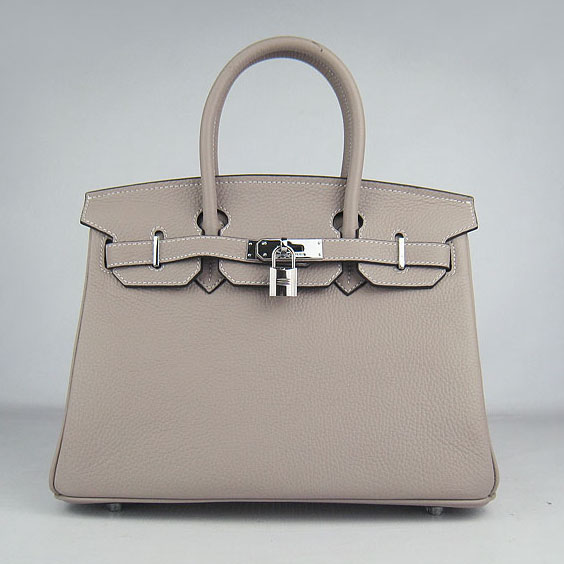 Replica Hermes Birkin 30CM Togo Leather Bag Grey 6088 On Sale - Click Image to Close